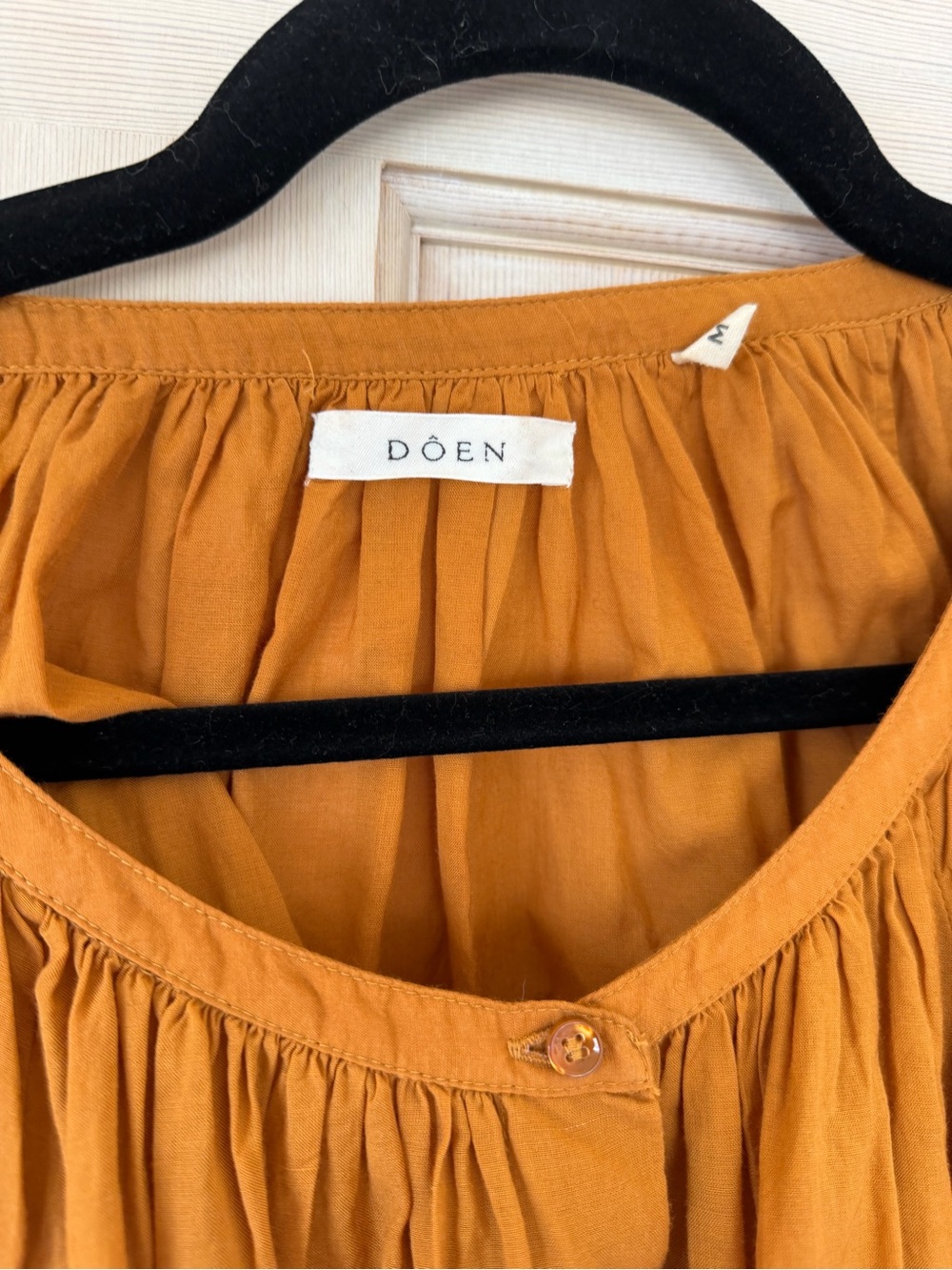 Doen June Top Foxtail 🦊 Short Puff-Sleeve Button Blouse - Picture 3 of 6